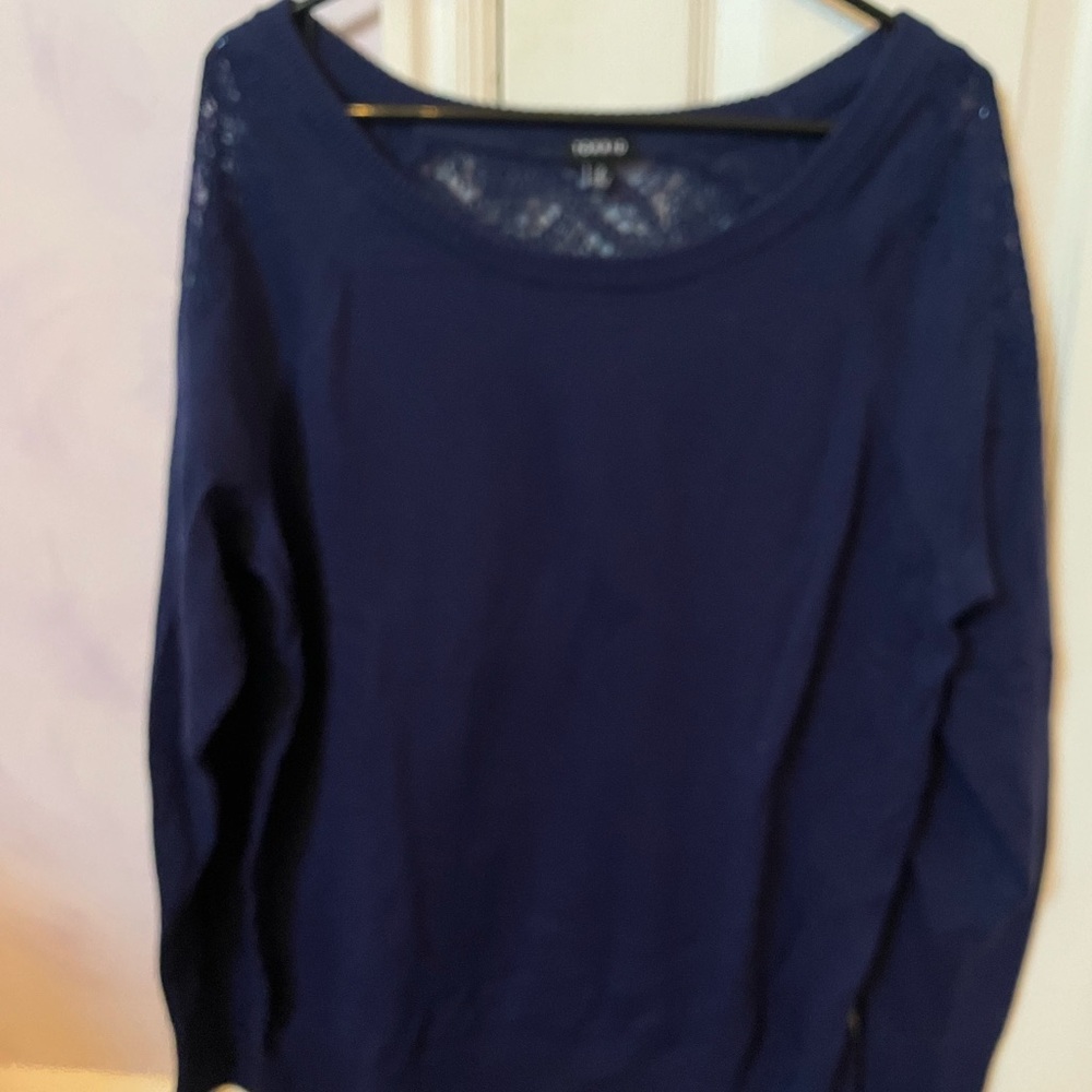 Torrid Navy Blue Sweater with lace size 2